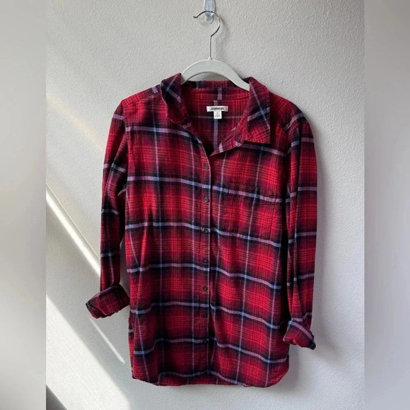 Goodthreads Plaid Flannel Button-Down - red, blue, and purple, size M - Picture 3 of 4